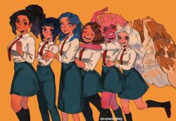  ashido_mina barn_owl black_eyes boku_no_hero_academia cute female female_focus female_only girls girls_only girly horns japanese_clothes japanese_female jirou_kyouka kyoka_jiro mina_ashido momo_yaoyorozu my_hero_academia ochako_uraraka ohonions open_mouth original owl owl_girl petite petite_body petite_female petite_girl pink_skin school school_girl school_uniform schoolgirl schoolgirl_uniform skirt smiling smiling_at_each_other smiling_at_viewer thin thin_arms thin_female thin_waist uraraka_ochako wings wings_folded yaoyorozu_momo 