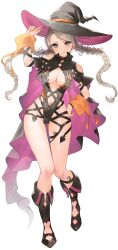  absurdres adjusting_clothes adjusting_headwear ahoge alternate_costume ass_visible_through_thighs black_cape black_footwear blue_eyes boots braid breasts cape cleavage clothing_cutout commission commissioner_upload cosplay female fire_emblem fire_emblem_fates full_body grey_hair halloween halloween_costume haru_(nakajou-28) hat highres licking_lips lone_nape_hair long_hair looking_at_viewer low_twin_braids low_twintails medium_breasts navel nina_(fire_emblem) non-web_source orange_tassel orange_wrist_cuffs parted_bangs purple_cape shermie_(kof) shermie_(kof)_(cosplay) shoulder_cutout skeb_commission snk_heroines:_tag_team_frenzy solo tassel tongue tongue_out twin_braids twintails two-tone_cape unzipped witch_hat 