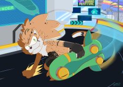  absurd_res anthro arty_(midnightmeowth) cheetah digital_media_(artwork) felid feline fur hair hi_res holding_object looking_at_viewer male mammal markings midnight_meowth sega smile solo sonic_riders sonic_the_hedgehog_(series) spots spotted_body tail 