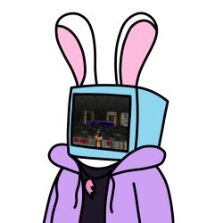  alpha_channel anthro black_clothing black_shirt black_topwear bust_portrait clothing doom_(series) electronics female flat_colors for_a_head fur gaming heart_necklace heart_symbol hoodie id_software lagomorph leporid mammal melanie_(regretevator) microsoft object_head playing_video_game portrait pr0d13gen_(artist) purple_clothing purple_hoodie purple_topwear rabbit regretevator roblox screen screen_face screen_head shirt simple_background simple_coloring solo television topwear transparent_background tv_head white_body white_fur 