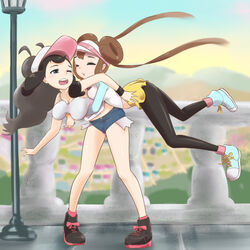  2girls big_breasts breasts clothing female female_only hilda_(pokemon) human human_only microsd_(artist) pokemon pokemon_bw pokemon_bw2 rosa_(pokemon) wholesome yuri 