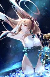  bare_shoulders beach birdcage blonde_hair blue_one-piece_swimsuit blush breasts cage ereshkigal_(fate) fate/grand_order fate_(series) female hairband highleg highleg_one-piece_swimsuit highres kino_kokko large_breasts long_hair looking_at_viewer night night_sky one-piece_swimsuit red_eyes sky solo space_ereshkigal_(fate) space_ereshkigal_(first_ascension)_(fate) swimsuit thighs two-tone_swimsuit two_side_up white_one-piece_swimsuit 