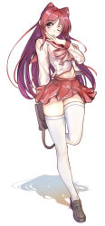  absurdres bag bow breasts brown_bag closed_mouth female highres holding holding_bag kousaka_tamaki long_hair medium_breasts navel one_eye_closed panties red_bow red_hair red_sailor_collar red_skirt sailor_collar school_bag shirt skirt solo take_(pixiv58784208) thighhighs to_heart_(series) to_heart_2 tongue tongue_out underwear very_long_hair white_panties white_shirt white_thighhighs yellow_eyes 