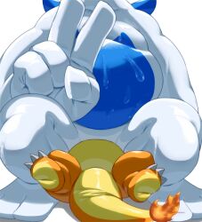 anthro belly bodily_fluids charizard claws defeated dominant duo facesitting generation_1_pokemon generation_2_pokemon gesture hand_gesture legendary_pokemon lugia male musclegut muscular muscular_anthro muscular_male nintendo overweight overweight_male paws plus-alpha pokemon pokemon_(species) sitting sitting_on_another size_difference sweat thick_thighs toe_claws v_sign 