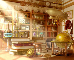  aircraft analog_clock bagua balance_scale book book_stack bookshelf bottle broom bug bunsen_burner butterfly chair chest_of_drawers clock commentary_request compass crystal dirigible erlenmeyer_flask flask fly_agaric framed_insect gears globe hat hourglass indoors interior jar keiko_(mitakarawa) lace light_rays loaded_interior mini-hakkero model mushroom no_humans photo_(object) round-bottom_flask scenery still_life sunbeam sunlight table test_tube test_tube_rack touhou trigram tripod_(laboratory) wall_clock weighing_scale witch_hat wooden_table yin_yang 