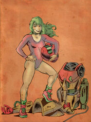  blue_eyes female green_hair justin_bailey leotard metroid nintendo phobos-romulus samus_aran solo tagme 