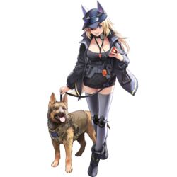  abigail_(neural_cloud) animal_ears baseball_cap blonde_hair blue_eyes boots breasts camouflage can canine cleavage dog_ears dress eyewear_on_head fangs female full_body game_cg german_shepherd girls&#039;_frontline girls&#039;_frontline_neural_cloud hat highres jacket joints k9 large_breasts leash long_hair looking_at_viewer m500_(girls&#039;_frontline) mechanical_legs official_art one_eye_closed open_clothes open_jacket open_mouth pet_food robot_joints smile solo sunglasses thighhighs transparent_background whistle whistle_around_neck zettai_ryouiki 