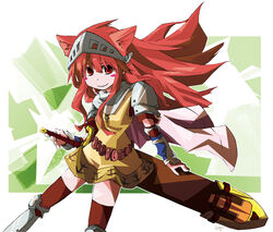  animal_ears armor armored_boots blush_stickers boots breastplate brown_cape brown_socks cape cat_ears closed_mouth commentary_request cross feet_out_of_frame female greatsword holding holding_sword holding_weapon kneehighs knight_(ragnarok_online) long_hair looking_at_viewer pauldrons pekomaru ragnarok_online red_eyes red_hair scabbard sheath shoulder_armor smile socks solo sword vambraces visor_(armor) weapon 