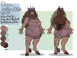  4:3 5_fingers absurd_res accessory anthro big_breasts big_hair biped blue_eyes bovid bovine bow_(feature) bow_accessory bow_ribbon breasts broad_shoulders brown_body brown_fur brown_hair brown_skin cattle claw_marks clothing cloven_hooves color_swatch colored damaged_clothing digital_drawing_(artwork) digital_media_(artwork) dress english_text european_mythology female fingers flat_colors front_view fur geier greek_mythology gynomorph_(lore) hair hair_accessory hair_over_eye hair_ribbon hairbow hairy hi_res highland_cattle hooves horn humanoid_hands long_hair looking_at_viewer mammal mane mane_hair messy_hair minotaur model_sheet mythology one_eye_obstructed overweight overweight_anthro overweight_female rear_view ribbons scar scratches signature simple_background smile solo tail tail_tuft text thick_thighs torn_clothing translucent translucent_hair tuft unguligrade urga_(a_small_tool) wide_hips 