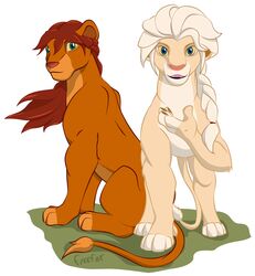  alternate_species disney felid female feral freefox frozen frozen_(movie) group hair hi_res lion looking_at_viewer mammal pantherine princess_anna_(frozen) queen_elsa_(frozen) sibling_(lore) signature simple_background sister_(lore) sisters_(lore) the_lion_king white_background 