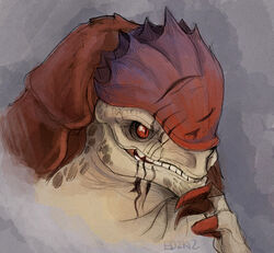  alien barbalarga bioware electronic_arts krogan male mass_effect red_eyes scar solo teeth urdnot_wrex 