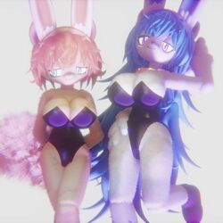  anthro avril big_breasts blue_hair bunnysuit doll_joints dreams furry sara sarafamily thmxnsfw white_fur 