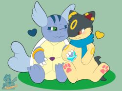  4:3 cuddling generation_1_pokemon generation_2_pokemon hand_holding hi_res leroy_mirage nintendo pokemon pokemon_(species) quilava synge syngie wartortle 