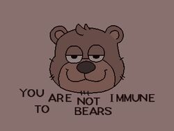  2022 4:3 anthro bear black_nose brown_body english_text headshot_portrait low_res mammal meme portrait simple_background solo text thebearalliance you_are_not_immune_to_propaganda 