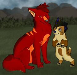  2011 adobe_photoshop_(artwork) aj_(ajbob) ambiguous_gender blue_(sebdoggo) blue_eyes blue_inner_ear blue_nose brown_body brown_fur canid canine canis claws closed_eyes detailed_background digital_drawing_(artwork) digital_media_(artwork) digitigrade domestic_dog duo eyebrows feral fox fur grass grey_claws grey_nose grey_pawpads grey_sclera head_tuft herding_dog hybrid inner_ear_fluff looking_at_another male_(lore) mammal mixed_breed mountain on_hind_legs one_ear_up orange_body orange_fur outside pastoral_dog pawpads paws plant red_body red_fur sebdoggo shaded short_tail sitting size_difference snout soft_shading tail tan_body tan_fur tuft welsh_corgi wolf yellow_inner_ear_fluff 