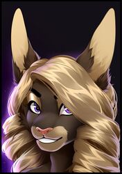  2020 bastika blonde_hair digital_media_(artwork) eyebrows eyelashes hair headshot_portrait hi_res lagomorph leporid looking_at_viewer mammal portrait purple_eyes rabbit smile solo 