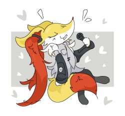  2025 3_fingers 3_toes aliasing ambiguous_anthro ambiguous_gender anthro arm_tuft binary_drawing biped black_body blush blush_lines braixen canid cel_shading cheek_tuft closed_eyes clothed clothed_ambiguous clothed_anthro clothing colored cosplay crossover crossover_cosplay digital_drawing_(artwork) digital_media_(artwork) digitigrade dipstick_tail ears_back electronics emanata english_description eyelashes facial_tuft feet fingers full-length_portrait fur generation_6_pokemon grey_body grey_fur guzzlord420 hatsune_miku hi_res hip_tuft holding_microphone holding_object inner_ear_fluff mammal markings microphone multicolored_body multicolored_fur necktie nintendo open_:3 open_mouth orange_body orange_fur orange_inner_ear_fluff orange_nose orange_tail_tip pivoted_ears pointy_ears pokemon pokemon_(species) portrait prick_ears pseudo_clothing shaded shoulder_tuft side_view simple_background singing solo tail tail_markings toes tuft two_tone_tail vocaloid white_background white_body white_fur yellow_body yellow_fur yellow_tail 