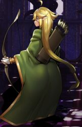  ass_visible_through_clothes behind_view blonde_hair bow_(weapon) charlotte_(last_devil) elf femboy last_devil niur quiver 