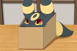  3:2 3_toes :&lt; amber_eyes ambiguous_gender black_body black_ear_tips black_ears black_fur black_nose black_tail black_tail_tip box canid cardboard cardboard_box cats_are_liquid colored container detailed_background digital_media_(artwork) dipstick_ears dipstick_tail ear_markings eeveelution feet feral front_view fur furniture generation_2_pokemon glistening glistening_eyes hi_res hirochanu in_box in_container inside kemono looking_at_viewer mammal markings multicolored_body multicolored_ears multicolored_fur multicolored_tail nintendo on_table orange_eyes pokemon pokemon_(species) pupils quadruped ring_(marking) solo table tail tail_markings three-quarter_view toes two_tone_body two_tone_ears two_tone_fur two_tone_tail umbreon yellow_body yellow_ears yellow_fur yellow_markings yellow_tail 