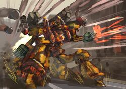  arm_cannon armored_core bullet_life_(armored_core) firing hukutuuprunes mecha mecha_focus missile missile_pod missile_trail no_humans robot science_fiction shoulder_cannon skating smoke smoke_trail solo weapon 