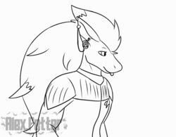  alex.fetter animated anthro black_and_white blep clothed clothing fur generation_5_pokemon hair jeraddo_(alex.fetter) male monochrome nintendo open_mouth pokemon pokemon_(species) short_playtime solo star_trek tongue tongue_out yawn zoroark 