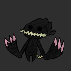  1:1 banette black_body black_eyes claws doll female generation_3_pokemon grey_background gurumi hi_res humanoid nintendo no_pupils not_furry pokemon pokemon_(species) simple_background solo soulless_eyes teeth 