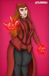  1girls big_ass doctor_strange_(series) doctor_strange_in_the_multiverse_of_madness elizabeth_olsen female female_only fully_clothed human leggings looking_at_viewer magic marvel marvel_cinematic_universe red_eyes red_hair scarlet_witch simple_background solo solo_female tejorooj thick_ass thick_thighs thighs tiara tight_clothing wanda_maximoff 