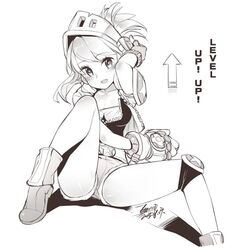  arcade_riven belt blush breasts cleavage dated ejami female gameplay_mechanics gloves greyscale heart league_of_legends looking_at_viewer medium_hair monochrome open_mouth riven_(league_of_legends) shorts signature simple_background smile solo star_(symbol) white_background 