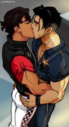  2boys chase_van_redfor clothed f.t.p.h.d. gay lilprincyvi male male_only men_kissing muscles muscular muscular_male sheriff_gold twitter_user_oc yaoi 