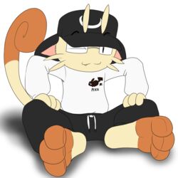  1:1 3_toes anthro barefoot clothing eyewear feet felid feline foot_focus generation_1_pokemon glasses hat headgear headwear heartman98 hi_res jinu_(character) male mammal meowth nintendo one_eye_closed paws pokemon pokemon_(species) soles solo toes wink 