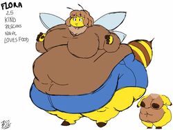  2018 4:3 5_fingers :3 antennae_(anatomy) anthro areola arthropod barefoot batspid2 bee belly big_areola big_belly big_breasts big_nipples biped black_eyes blue_clothing bottomwear breasts brown_areola brown_body brown_clothing brown_hair brown_nipples brown_skin character_name clothed clothed_anthro clothed_female clothing cutoffs denim denim_bottomwear denim_clothing digital_drawing_(artwork) digital_media_(artwork) english_text eyebrow_through_hair eyebrows eyelashes feet female fingers flabby_arms flat_colors flora_(batspid2) front_view hair huge_areola huge_belly huge_thighs hymenopteran hyper hyper_hips hyper_thighs insects love_handles model_sheet morbidly_obese morbidly_obese_anthro multicolored_body multicolored_skin multiple_images navel neck_tuft nipples nude_anthro nude_female obese obese_anthro overweight overweight_anthro puffy_areola puffy_nipples short_hair shorts signature smile solo standing stinger sweater text thick_thighs three-quarter_view topwear translucent translucent_hair tuft two_tone_body two_tone_skin wings yellow_body yellow_skin 