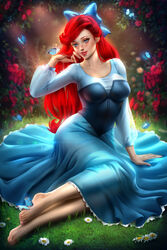  ariel ayyasap barefoot disney disney_princess dress pinup red_hair the_little_mermaid 