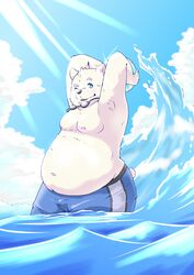  bear belly better_version_at_source clothing hi_res male mammal overweight overweight_male polar_bear pomupomu490 sea solo swimwear ursine water 