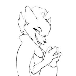  1:1 2023 5_fingers animated anthro black_and_white canid canine cape clapping clothed clothing cute_fangs dungeons_of_aether fingers fleet_(dungeons_of_aether) fox happy looking_at_viewer loop mammal monochrome open_mouth open_smile rivals_of_aether short_loop short_playtime smekbo smile 