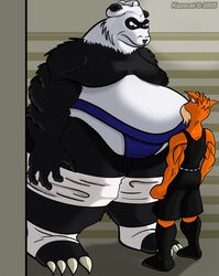  2006 anthro asian_clothing bear belly big_belly big_moobs bottomwear claws clothed clothing domestic_cat duo east_asian_clothing felid feline felis fur giant_panda hair huge_belly huge_moobs japanese_clothing kazecat kazecat_(character) larger_male makuyama_(kazecat) male mammal mawashi moobs multicolored_body multicolored_fur muscular muscular_anthro muscular_male obese obese_anthro obese_male orange_body orange_fur overweight overweight_anthro overweight_male shirt shorts simple_background size_difference smaller_male sumo_wrestler tank_top thick_thighs topwear wide_hips 