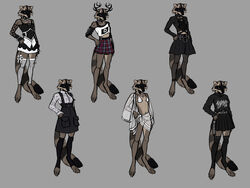  alternative_fashion anthro bailey_(crowsfire) black_body black_fur black_nose bottomwear brown_body clothing collar costume crowsfire female footwear fur goth hi_res legwear mammal procyonid punk raccoon skirt skirts socks tail_under_skirt thigh_highs thigh_socks 