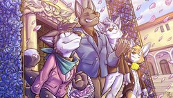  16:9 angels anthro bailey_(housepets!) canid canine canis coughee_aholic digit_ring domestic_dog female fox_(housepets!) group housepets! jewelry king_(housepets!) male mammal mungo_(housepets!) ring spring_(housepets!) summer_(housepets!) wedding wedding_ring widescreen 