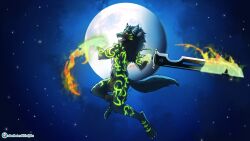  bottomwear canid canine canis clothing codyf0xx feathers fire fur grey_body grey_fur hi_res jackal light loincloth male mammal markings melee_weapon moon moonlight multicolored_body multicolored_fur mythological_canine mythological_creature mythology open_mouth red_eyes rim_light star sword tribal tribal_clothing tribal_markings weapon werecanid werecanine werecreature werejackal werewolf zharr_j_wolf 