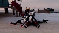  absurd_res anthro canid canid_demon canine canis demon domestic_dog duo female hellhound hi_res hyena kiraraoor male male/female mammal mythological_canine mythological_creature mythology pokrik pokrik_(pokrik_hellhound) rexouium wolf 