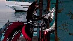  absurd_res anthro canid canid_demon canine canis demon domestic_dog duo female hellhound hi_res hyena kiraraoor male male/female mammal mythological_canine mythological_creature mythology pokrik pokrik_(pokrik_hellhound) rexouium wolf 