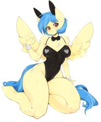  absurd_res alpha_channel anthro biped blue_hair bow_(feature) bow_tie breasts brown_eyes bunny_costume chest_tuft clothing costume curvy_figure cutie_mark equid equine fake_ears fake_rabbit_ears fan_character feathered_wings feathers female hair hasbro hi_res kneeling looking_at_viewer mammal multicolored_hair my_little_pony mythological_creature mythological_equine mythology pegasus silvia_windmane simple_background slugbox solo thick_thighs transparent_background tuft two_tone_hair voluptuous wide_hips wings 