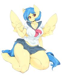  absurd_res alpha_channel anthro asian_clothing biped blue_hair bottomwear breasts brown_eyes chest_tuft clothed clothing curvy_figure cutie_mark east_asian_clothing equid equine fan_character feathered_wings feathers female fully_clothed hair hasbro hi_res japanese_clothing japanese_school_uniform kneeling looking_at_viewer mammal multicolored_hair my_little_pony mythological_creature mythological_equine mythology pegasus school_uniform serafuku silvia_windmane simple_background skirt slugbox solo thick_thighs transparent_background tuft two_tone_hair uniform voluptuous wide_hips wings 