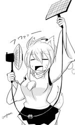  animal_ears breasts closed_eyes commentary_request detached_sleeves electric_fan fan_speaking female greyscale hand_fan hat hot inubashiri_momiji large_breasts monochrome open_mouth pom_pom_(clothes) short_hair signature simple_background solar_panel solo sound_effects_only sweat tail taurine_8000mg tokin_hat touhou translated white_background wolf_ears wolf_tail 