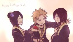  2boys female happy_birthday konan multiple_boys nagato nagato_(naruto) naruto naruto_shippuuden yahiko yahiko_(naruto) yosakuh 