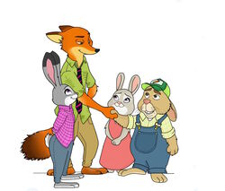  anthro bonnie_hopps canid canine disney female fox frava8 fur gesture group handshake judy_hopps lagomorph leporid male mammal nick_wilde rabbit red_fox simple_background smile stu_hopps true_fox white_background zootopia 