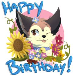  accessory alpha_channel bell bell_collar birthday black_nose canid canine cheek_tuft collar countershade_face countershade_torso countershading cute_fangs english_text eyebrows eyelashes facial_tuft fennec_fox feral flower flower_in_hair fox front_view fur hair hair_accessory headshot_portrait inner_ear_fluff leeomon looking_at_viewer mammal mary_(thatwildmary) multicolored_body multicolored_fur one_eye_closed pink_tongue plant portrait signature simple_background smile solo sunflower tan_body tan_fur text tongue tongue_out transparent_background true_fox tuft two_tone_body two_tone_fur white_body white_fur wink 