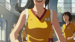  animated animated basketball black_hair bouncing_breasts breasts kimi_no_na_wa lowres miyamizu_mitsuha no_bra ponytail 