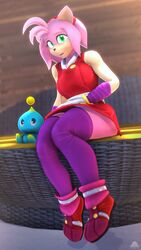  3d_(artwork) 9:16 accessory amy_rose anthro black_nose chao_(sonic) clothed clothing digital_media_(artwork) domibun duo eulipotyphlan female footwear fur green_eyes hair hair_accessory hairband hedgehog hi_res legwear looking_at_viewer mammal pink_body pink_fur pink_hair purple_clothing purple_legwear purple_thigh_highs sega shoes sitting sonic_the_hedgehog_(series) source_filmmaker_(artwork) thigh_highs warfare_amy warfare_machine 