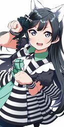  :d animal_ears bad_id bad_twitter_id black_hair black_shirt closed_eyes determined fake_animal_ears female grey_eyes long_hair looking_at_viewer love_live! love_live!_nijigasaki_high_school_idol_club maze_town_(love_live!) one_side_up open_mouth paw_pose puffy_short_sleeves puffy_sleeves shirt short_sleeves simple_background skirt smile solo striped_clothes striped_skirt totoki86 two-tone_skirt v-shaped_eyebrows white_background white_skirt wrist_cuffs yuki_setsuna_(love_live!) 