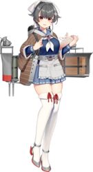  akasaka_yuzu bad_id bad_twitter_id black_hair blue_sailor_collar blue_skirt female full_body furoshiki hair_flaps jingei_(kancolle) kantai_collection long_sleeves machinery neckerchief official_art open_mouth pleated_skirt red_eyes sailor_collar short_hair skirt smile smokestack solo thighhighs transparent_background turret white_neckerchief white_thighhighs wrapped_bento 